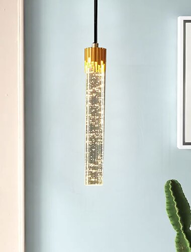 Suspension LED Luminaires de Cuisine Plafond LED Lampe Suspendue Moderne en Or Mini Lampe Suspendue en Cristal en Forme de Larme pour îlot de Cuisine Chambre Couloir Entrée (1 Paquet)