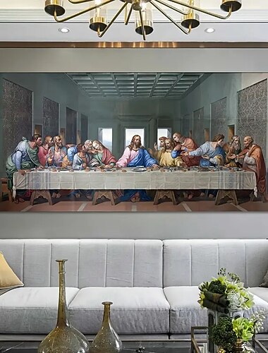 1pc Leonardo da Vincis das letzte Abendmahl Poster und Druck Wandkunst Leinwand Gemälde berühmte Malerei Kunst für Wohnzimmer Cuadros Dekor kein Rahmen