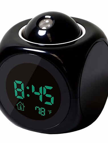 הקרנה דיגיטלית שעון מעורר בית רב תכליתי קול מדבר שעון מעורר LCD תצוגת LCD עם מדחום אלקטרוני זמן הקרנת תקרה קיר