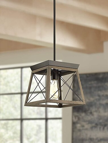 גופי תאורה תליית בית חווה תקרה תליון אורות תליון לאי מטבח, נברשת תעשייתית לחדר אוכל עם גימור גרגירי עץ כפרי