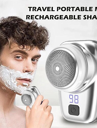 Rasoir électrique mini pour hommes Rasoir électrique portable pour un rasage lavable Tondeuse à barbe rechargeable par USB Cadeau de la Saint-Valentin