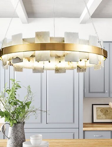 LED ペンダント ライト 大理石 銅 ワゴン ホイール デザイン 60 cm 40w モダン ゴールド ラグジュアリー シャンデリア ホーム ホテル レストラン アート 照明 ランプ 装飾 ペンダント ライト コード 調節可能 110-220v