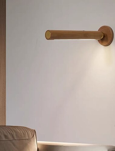 LED-Wandlampe aus Holz 360 ° drehbare magnetische abnehmbare und stufenlos dimmbare wiederaufladbare Wandlampe, USB-Nachtlampe ist für Schlafzimmer Wohnzimmer