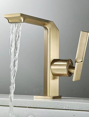 Wasserfall-Waschbecken-Mischbatterie Messing, Einhand-Waschtischarmaturen, Einlocharmaturen mit heißem und kaltem Schlauch, Wasserfallauslauf, Messing-Badarmatur, Chrom, Schwarz, Gold, Grau