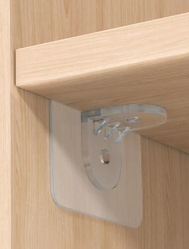 20 piezas de soporte de estante autoadhesivo clavijas de plástico en forma de L soportes de soporte de gabinete, 60 x 60 mm