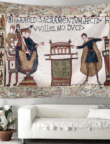 Tapisserie médiévale de Bayeux Tapisserie âge moyen Art mural Décor Photographie toile de fond Couverture Rideau Décoration maison Chambre Salon