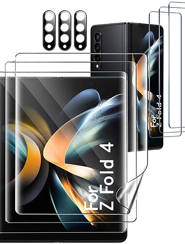 3 Sets Screen Protector + Camera Lens Protector For Samsung Galaxy Z Fold 7 Z Fold 6 Z Fold 5 Z Fold 4 Z Fold 3 TPU Hydrogel 9H Hardness Self-healing Anti-Fingerprint High Definition 3D Touch