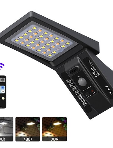 Luces solares de pared para exteriores ip65 a prueba de agua con control remoto sensor de movimiento farola para patio garaje jardín pasillo