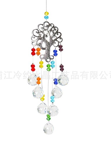 klart glas kristallkula prismor suncatcher livets träd fönsterhängande prydnad regnbågsmakare hängande prydnad kristall trädgårdshänge för hem trädgård dekoration bröllop