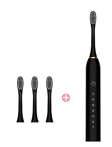 Cepillo de dientes eléctrico sónico para adultos: cepillo de dientes eléctrico recargable con 4 cabezales de cepillo, carga rápida de 3 horas durante 60 días, 6 modos ipx7 a prueba de agua, cepillo