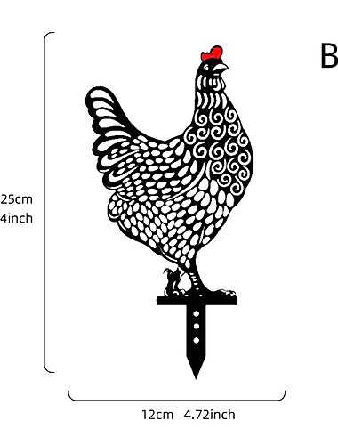 haan dierlijke staken, kip familie tuin silhouet werf kunst, hol dier vorm decor voor buiten-voor gazons achtertuin