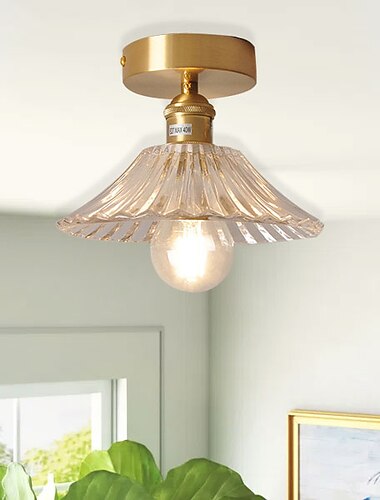 semi flush mount loftlampe lys kobber 20cm glas skærm lampe loft lys armatur belysning 110-240v