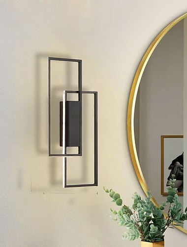 Lightinthebox LED Wall Lights Indoor Black Rectangle Double Light Wall Mounted Light Modern LED Metal Wall Lighting for Bedroom Dining Room Bedside lamp Living Room