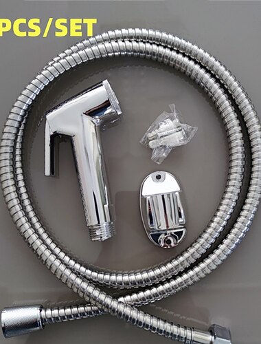 מקלחת כף יד לאמבטיה בידה שאטף מרסס סט מתלה קיר, שירותים לשטיפה ביתית ביד מקלחת ספריי בידה ניקוי צינור חיתול