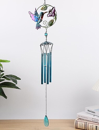 1 pc martin-pêcheur verre peint carillon éolien extérieur artisanat suspendu ornement pour fenêtre balcon jardin décor 16x78cm/6.3''x30.7''