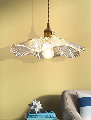 led κρεμαστό φως μίνι γυάλινο κρεμαστό χάλκινο κρεμαστό φωτιστικό οροφής με γυαλί scalloped απόχρωση κρεμαστό φωτιστικό από διαφανές γυαλί για υπνοδωμάτιο σαλόνι τραπεζαρία κουζίνα