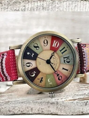 Reloj de Cuarzo de Patrón de Película Popular Relojes Retro Unisex Regalo para el Día de la Madre para Mujeres Cinturón de Camuflaje Militar Correa de Lona de Denim Reloj Deportivo de Cuarzo