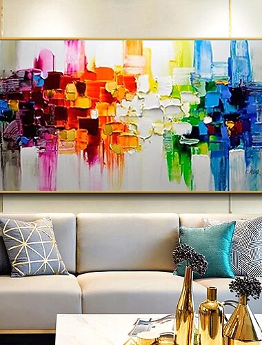 peinture à l'huile 100% fait à la main peint à la main art mural sur toile ligne abstraite colorée style moderne décoration de la maison décor toile roulée sans cadre 120 * 60cm / 160 * 80cm peinture à l'huile 100% fait à la main peint à la main art mural sur toile ligne abstraite colorée style moderne décoration de la maison décor toile roulée sans cadre 120 * 60cm / 160 * 80cm