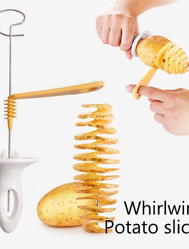 1 set roestvrijstalen tornado aardappel spiraalsnijder - handmatige snijder spiraal schroef chips herbruikbare aardappel twister fruit groente gereedschap keuken koken maker