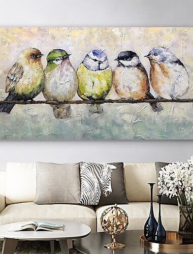 Hang-geschilderd olieverfschilderij Handgeschilderde Horizontaal Dieren Pop-art Modern Inclusief Inner Frame / Uitgerekt canvas