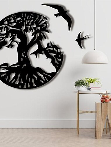 1 יחידות עץ החיים מתכת אמנות קיר עיצוב חיצוני פסל קיר חסין חלודה אידיאלי לגינה, בית, בית חווה, פטיו וחדר שינה 30x30 ס"מ/12''x12''