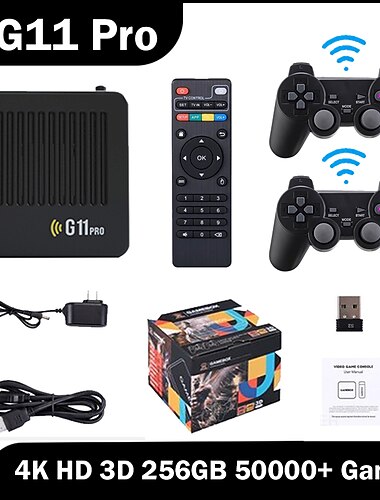 AMPOWN G11 Pro 4K HD 3D GameBox Videospilkonsol 64G 128G 256G spilsoca 2.4G tablet GamePad understøtter PSP GBC GBA N64 40000 spil Fødselsdagsfest Valentinsdag Gaver til Venner og