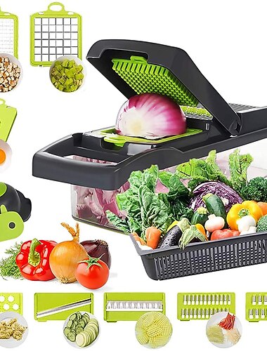 قطاعة خضروات ، مفرمة بصل ، قطاعة خضروات ، قطاعة خضروات ، قطاعة بيض مع حاوية ، قطاعة خضروات متعددة الوظائف