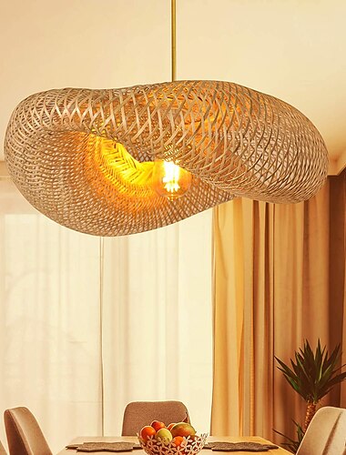 candelabro de bambú estilo idílico japonés retro e26 / e27 la iluminación del techo de la lámpara es aplicable a la sala de estar dormitorio restaurante cafetería bar restaurante club