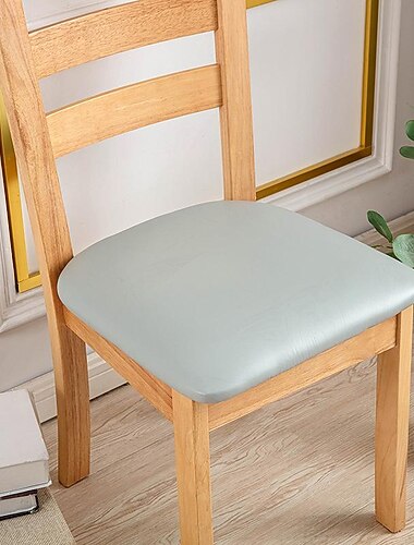Funda impermeable para silla de comedor, funda elástica para asiento de silla, protector de silla negro de cuero pu elástico para comedor, fiesta, hotel, boda, suave, extraíble, lavable
