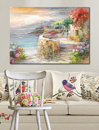 60*90 cm/80*120 cm pittura a olio fatta a mano su tela decorazione della parete di arte paesaggio giardino rurale mare per la decorazione domestica arrotolato senza cornice pittura non stirata