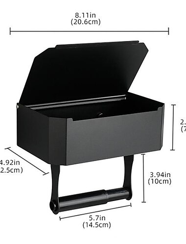 Porte-papier hygiénique avec rangement et étagère, support mural pour porte-papier hygiénique de salle de bain noir mat, distributeur de lingettes humides jetables dans les toilettes en acier inoxydable - cachez vos lingettes à la vue