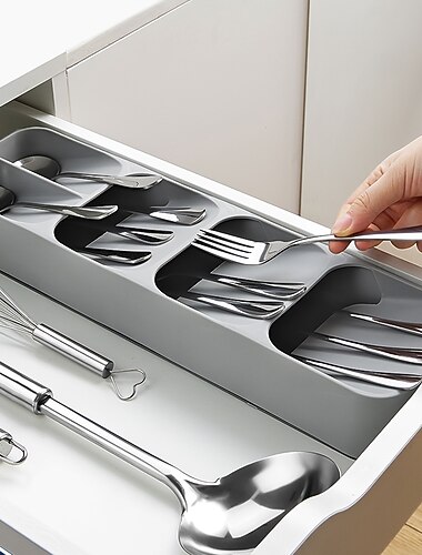 مطبخ درج منظم صينية ملعقة السكاكين فصل التشطيب تخزين مربع السكاكين المطبخ تخزين المنظمة