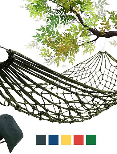 Camping Hammock Mesh Rope Hammocks for Outside Sleeping Hammock Outdoor Portable Lightweight Comfortable Nylon for 1 person Fishing Climbing Camping Blue Red Green