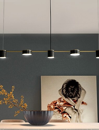 lampada a sospensione a led 150 cm liner design dimmerabile 3/5/6 luci metallo alluminio acrilico stile nordico decora le luci della cucina della sala da pranzo 110-240v nero
