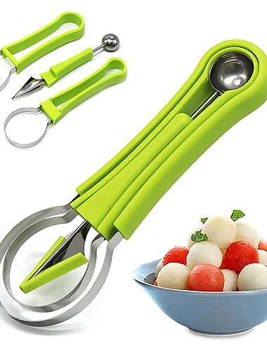 Cortador de melón 4 en 1, cuchillo para tallar frutas, cortador de frutas, separador de pulpa, accesorios de cocina, acceso