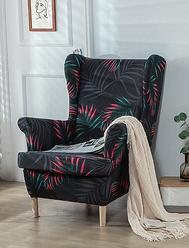 stretch wingback stolebetræk vingestol betræk med sædehyndebetræk spandex jacquard wingback lænestolsbetræk til ikea strandmon stol