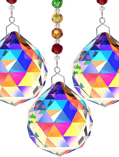 3 stk krystall solfanger prisme hengende boho dekor solfanger vindus hengende regnbue maker hjem dekor gave