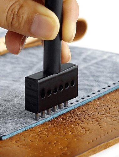 convinent circulaire cut 2/4/6 gat diy boren leer lederen ambachtelijke ponsgereedschap 5mm spacing prong punch tool