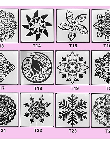 36 stk skabeloner stencil sæt, genanvendelige håndværk stencils, mandala stencils, laserskærende male stencils til gør-det-selv maleri kunst scrapbog, træ, papir, møbler, dør, gulvvæg,