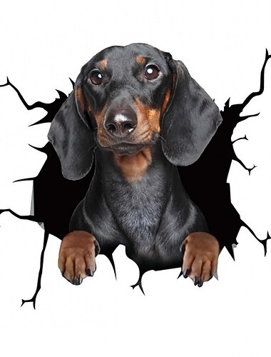 Autocollant de voiture auto arrière fenêtre chiot cassé fenêtre autocollants électrostatique 3d simulation bouledogue français voiture autocollants vinyle stickers