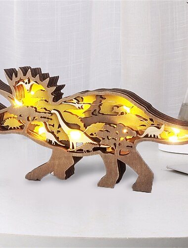 puiset eläinkoristeet led-valo 3d ontto kaiverrus kodin huoneen sisustus hahmot käsityöt toimistopöytä makuuhuoneen sisustustarvikkeet