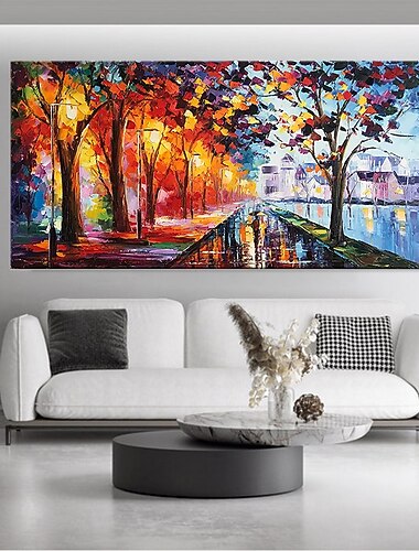 Pintura al óleo hecha a mano lienzo decoración del arte de la pared paisaje de la calle vista nocturna para la decoración del hogar pintura enrollada sin marco sin estirar Pintura al óleo hecha a mano lienzo decoración del arte de la pared paisaje de la calle vista nocturna para la decoración del hogar pintura enrollada sin marco sin estirar