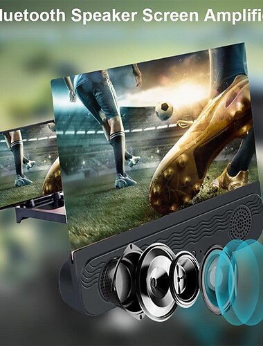 4 in1 bluetooth 5.0 loupe d'écran de téléphone portable agrandisseur 3d 12 pouces support de loupe support de bureau support pour téléphone
