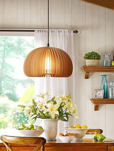 ثريا خشبية إبداعية rarmhouse ثريا سجل الرياح الطبيعية e27 / e26 قاعدة إضاءة السقف مصباح معلق مناسب للدراسة مقهى مطعم rar ac220v ac110v