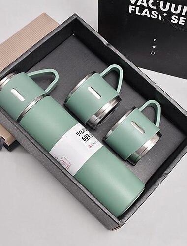 1 kpl ruostumattomasta teräksestä valmistettu lämpömuki lahjasetti, ruostumattomasta teräksestä valmistettu teemuki, kaksiseinäinen ruostumattomasta teräksestä valmistettu vesirumpu autoon