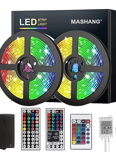  LED Strip Lights RGB 5M 10M 15M 20M LED Lights Flexible Color Change SMD with IR Remote Controller and 100-240V Adapter for Home Bedroom Kitchen TV Back Lights DIY Decor DC12V