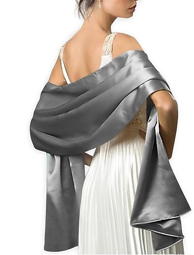 Écharpe de soirée en satin et mousseline de soie pour femme, châle soyeux de couleur unie, pour mariage, demoiselles d'honneur, bals de fin d'année, fêtes
