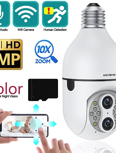 Kamera IP 4MP (2595*1458) Żarówka Wi-Fi Wykrywanie ruchu Zdalny dostęp Wodoodporny w pomieszczeniach Apartament Ogród Wsparcie
