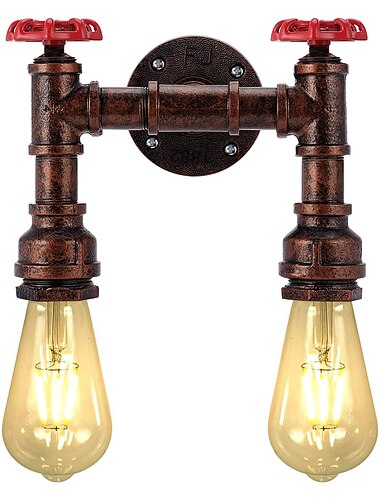 Lightinthebox Retro-Wandleuchte, industrielle Retro-Wandleuchte, kreative Wasserrohr-Wandleuchte, Tieyi, maximal 60 W, anwendbar für Schlafzimmer, Küche, Restaurant, Loft, Café, Bar, Flur