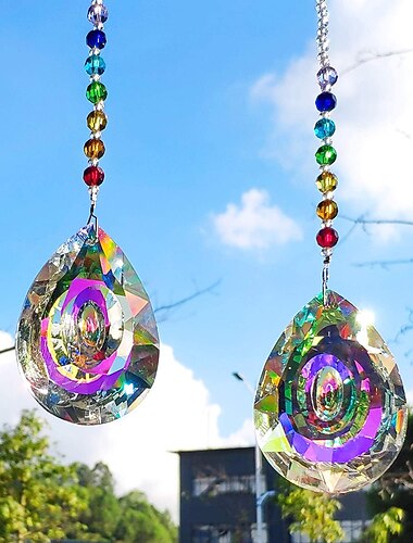 1pc crystal suncatcher kleurrijke kristallen hanger kroonluchter regenboog creëren opknoping ornament muur opknoping boom venster prisma ornament voor kamer thuiskantoor tuin decor